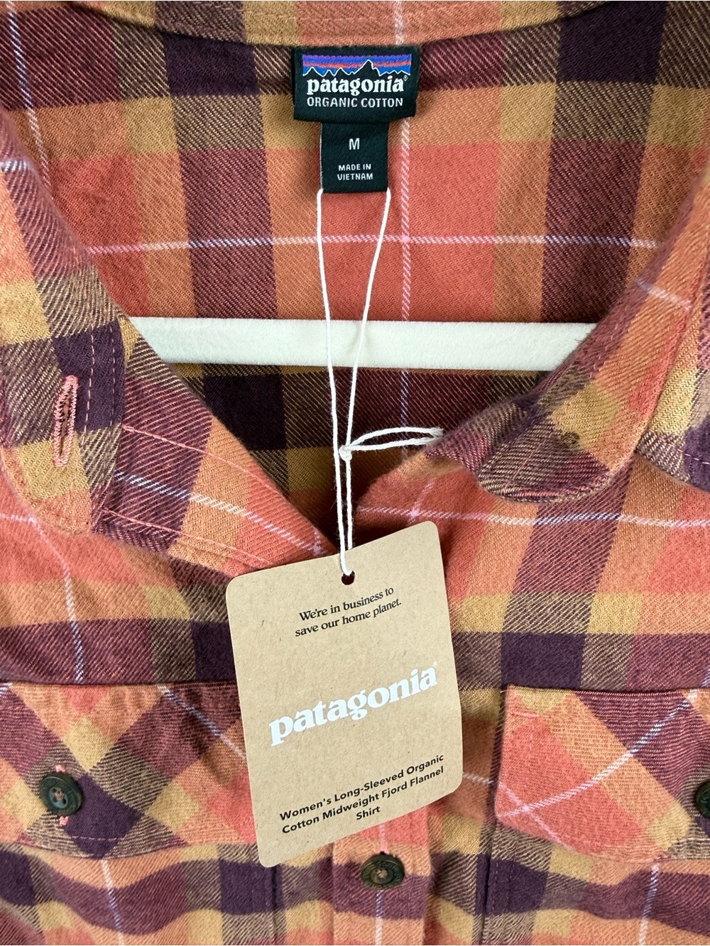Patagonia Organic Cotton Midweight Fjord Flannel Shirt Burl Red Women’s M - Picture 6 of 8